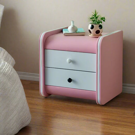 Modern Wooden Nightstand pink