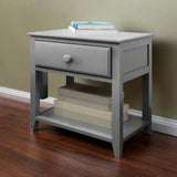 Nightstand with Drawer and Shelf in Grey