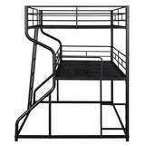 Full XL over Twin XL over Queen Size Triple Bunk Bed with Safety Guardrail and Ladder With Metal Frame