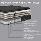 14 Inch Memory Foam Mattress in a Box - Hybrid Mattress