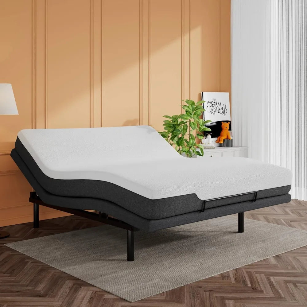 Electric Adjustable Bed Frame Base - Ergonomic Upholstered