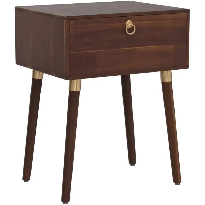 Alden Solid Wood Nightstand Table with 1-Drawer - Mid Century