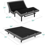 Adjustable Bed Frame in Twin-XL, Queen, King - Zero Gravity Base for Stress Management