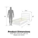 Twin Wood Platform Bed Frame in Off-White, Expresso, Black and Grey