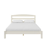 Full Platform Bed Frame With Headboard and Slats in White