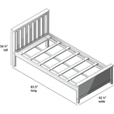 Twin Bed Frame with Slatted Headboard in Grey