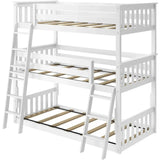 Triple Twin Bunk Bed - Solid Wood For Kids