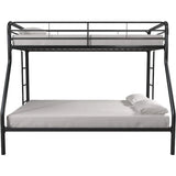 Twin Over Full Metal Bunk Bed Frame With Ladder and Guardrail