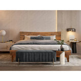 Queen Bed Frame and Headboard - Solid Wood Platform Bed Caramel