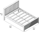 Full Size Bed Frame with Slatted Headboard in White & Grey