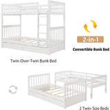 Bunk Bed with Drawers - Ladder - Two Storage Drawers