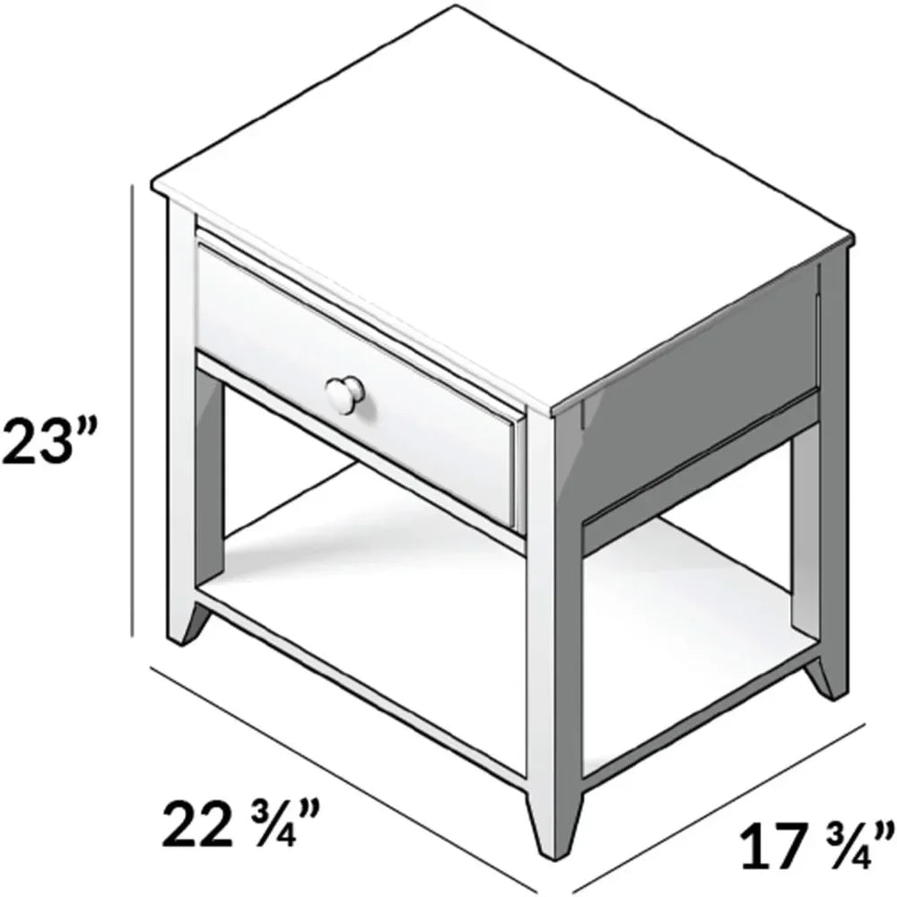 Nightstand with Drawer and Shelf in Grey