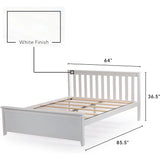 Solid Wood Queen Platform Bed Frame with Headboard in White