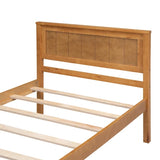 Twin Platform Bed Frame with Headboard & Wood Slat Support in Oak