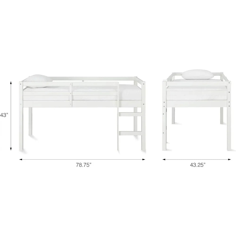 Kids Twin Loft Bed in White and Black