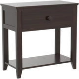 Nightstand With Drawer and Shelf in Espresso