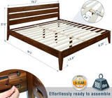 Emery Ca King Wood Bed Frame with Headboard - Solid Wood Platform Bed,