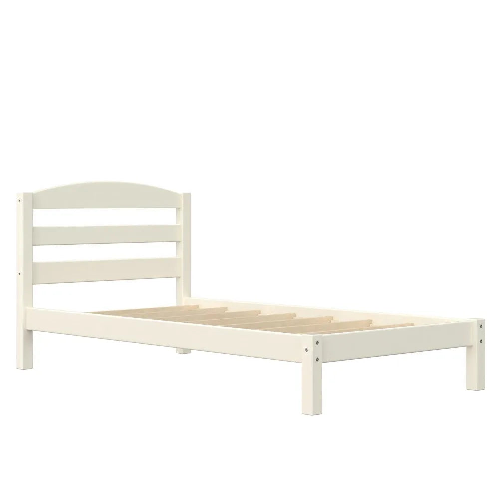 Twin Wood Platform Bed Frame in Off-White, Expresso, Black and Grey