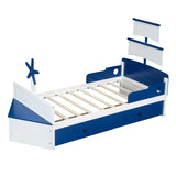 Twin Size Nautical Boat Platform Bed with 2 Storage Drawers