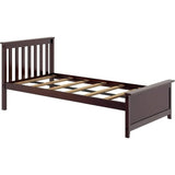 Twin Platform Bed Frame with Wood Slatted Headboard