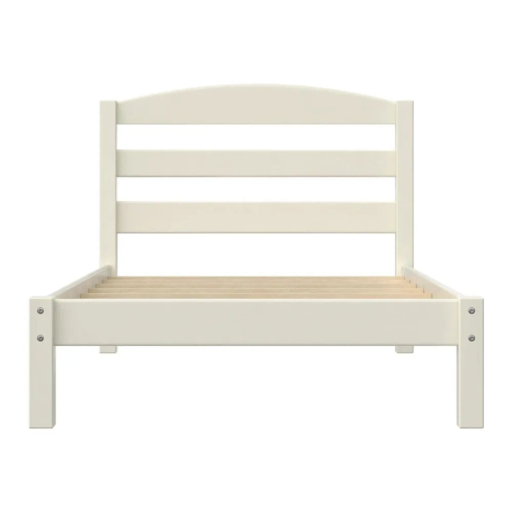 Twin Wood Platform Bed Frame in Off-White, Expresso, Black and Grey