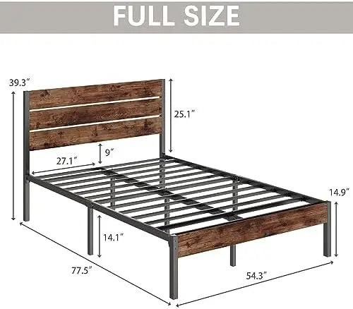 Metal Bed Frame with Headboard & Footboard