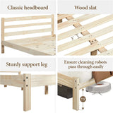 Queen Size Bed Frame - Pine Wood - With Headboard and Slats