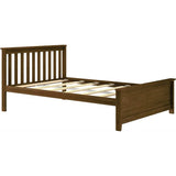 Full Size Wood Bed Frame with Slatted Headboard