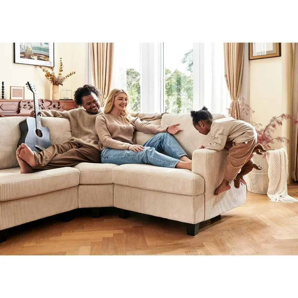 Sectional Sofa with Storage Ottoman, U Shape Sectional Couch Corduroy