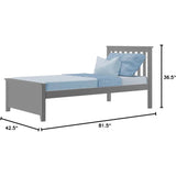 Twin Bed Frame with Slatted Headboard in Grey