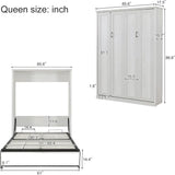 Queen Size Murphy Bed with 2 Side Cabinet Storage Shelves & USB Ports