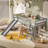 Low Twin Loft Bed with Slide, Climbing Ladder & Storage Space