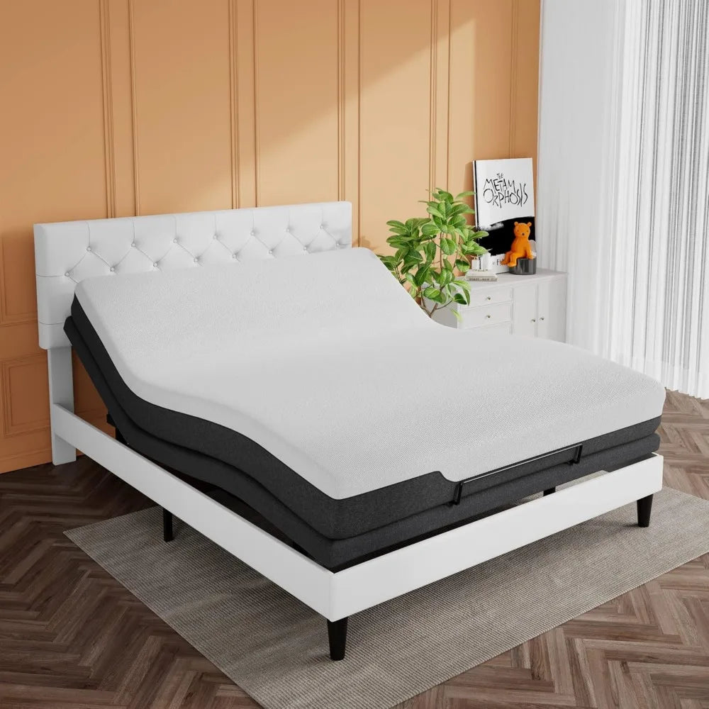 Electric Adjustable Bed Frame Base - Ergonomic Upholstered