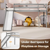 Low Twin Loft Bed with Slide, Climbing Ladder & Storage Space