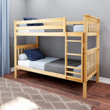 Twin over Twin Bunk Bed with Ladder for Kids and Safety Guardrails