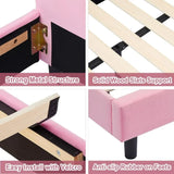 Pink Bunny Twin Bed Frame- Wooden Slats - Padded Bunny headboard