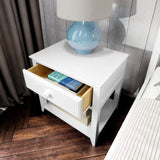 Nightstand with Drawer and Shelf in White