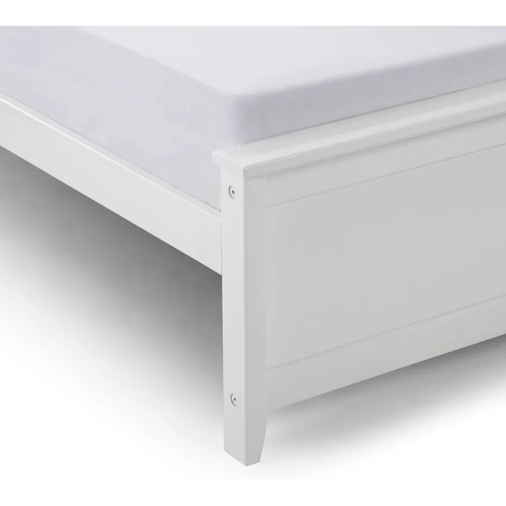 Solid Wood Queen Platform Bed Frame with Headboard in White