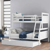 Twin Over Full Bunk Bed Trundlein White Wood