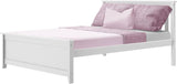 Full Size Bed Frame with Slatted Headboard in White & Grey