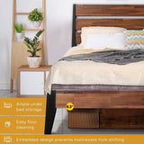 Acacia Emery Wood Queen Platform Bed Frame with Headboard