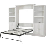 Queen Size Murphy Bed with 2 Side Cabinet Storage Shelves & USB Ports