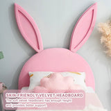 Pink Bunny Twin Bed Frame- Wooden Slats - Padded Bunny headboard