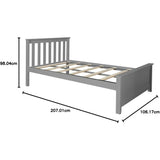 Twin Bed Frame with Slatted Headboard in Grey