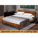 Queen Bed Frame and Headboard - Solid Wood Platform Bed Caramel