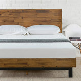 King Wood Platform Bed Frame with Adjustable Headboard and Slats