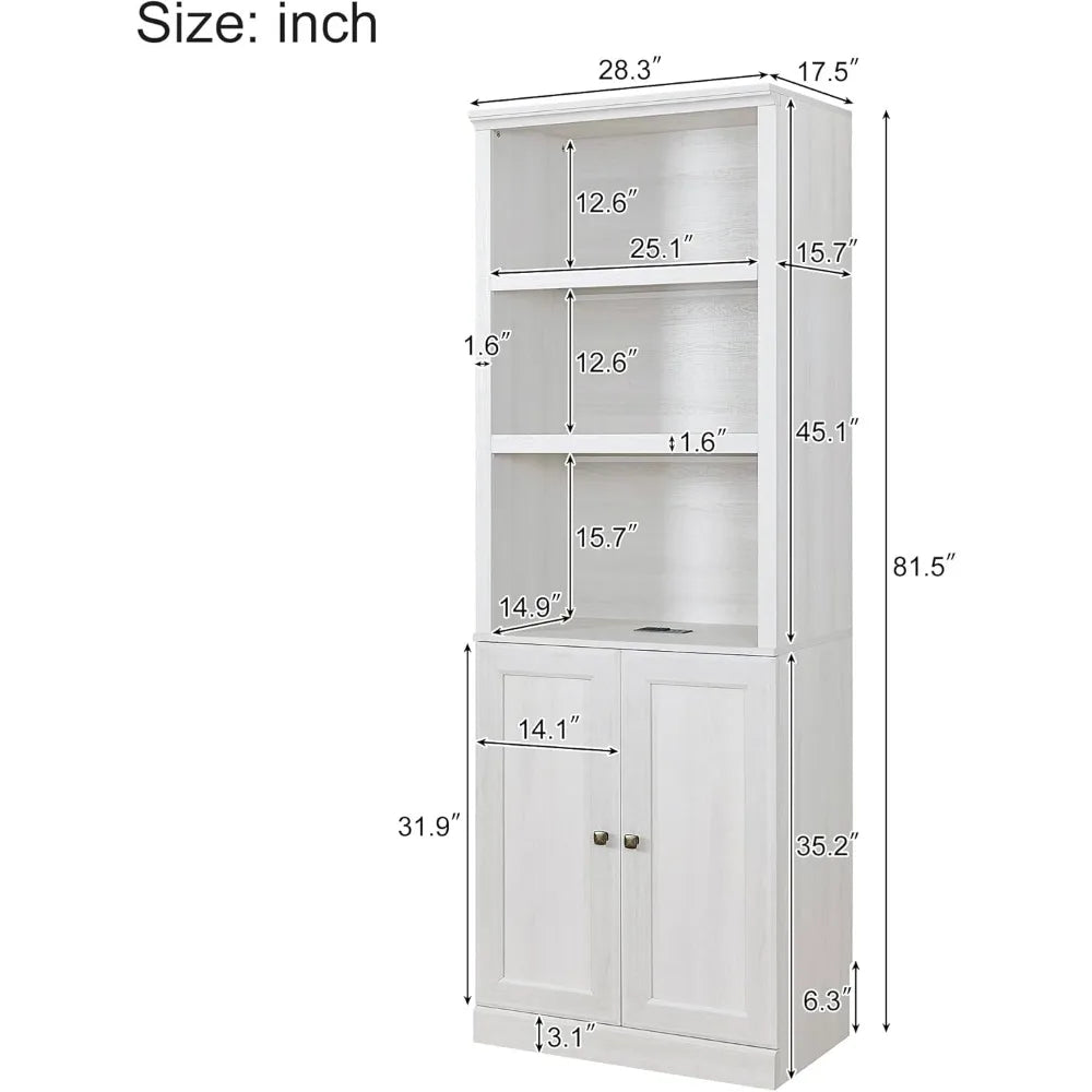 Queen Size Murphy Bed with 2 Side Cabinet Storage Shelves & USB Ports