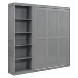 Full Size Murphy Bed with Shelves in Gray