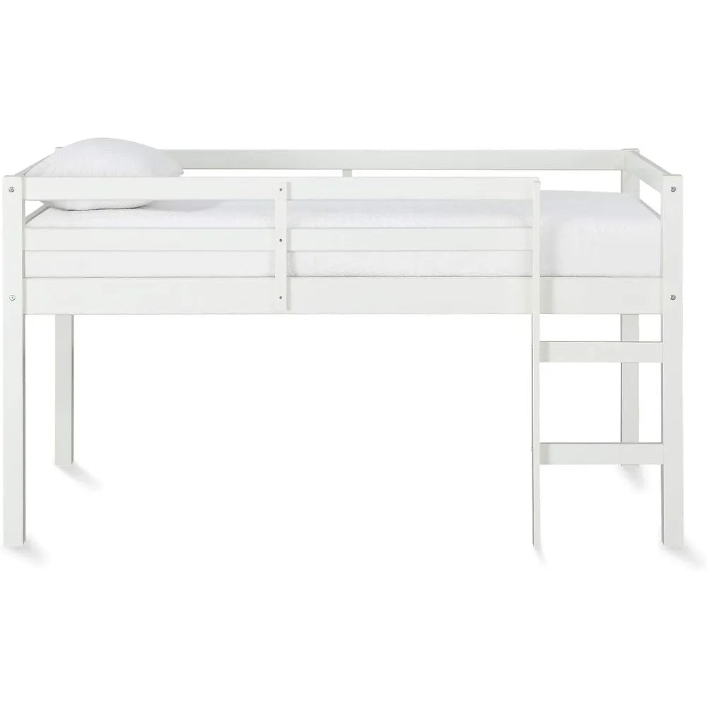 Kids Twin Loft Bed in White and Black