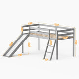 Low Twin Loft Bed with Slide, Climbing Ladder & Storage Space